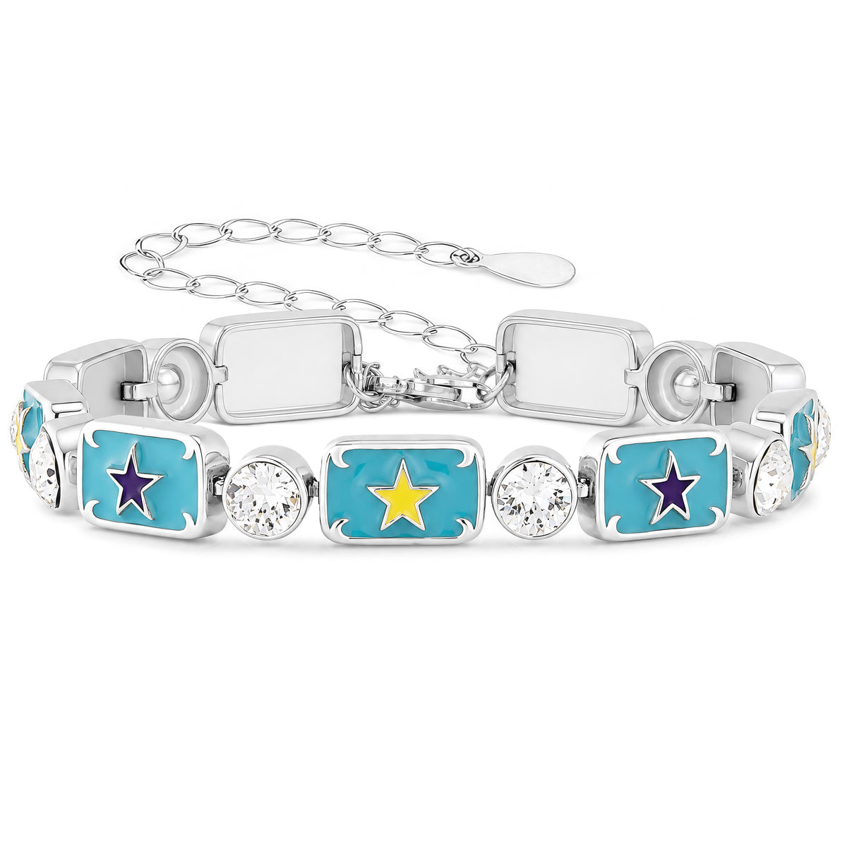 Blue yellow and purple enamel bracelet