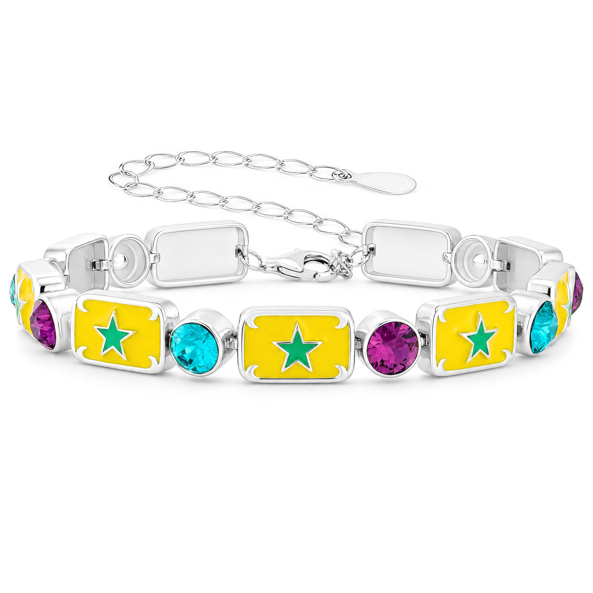 Yellow and blue enamel bracelet