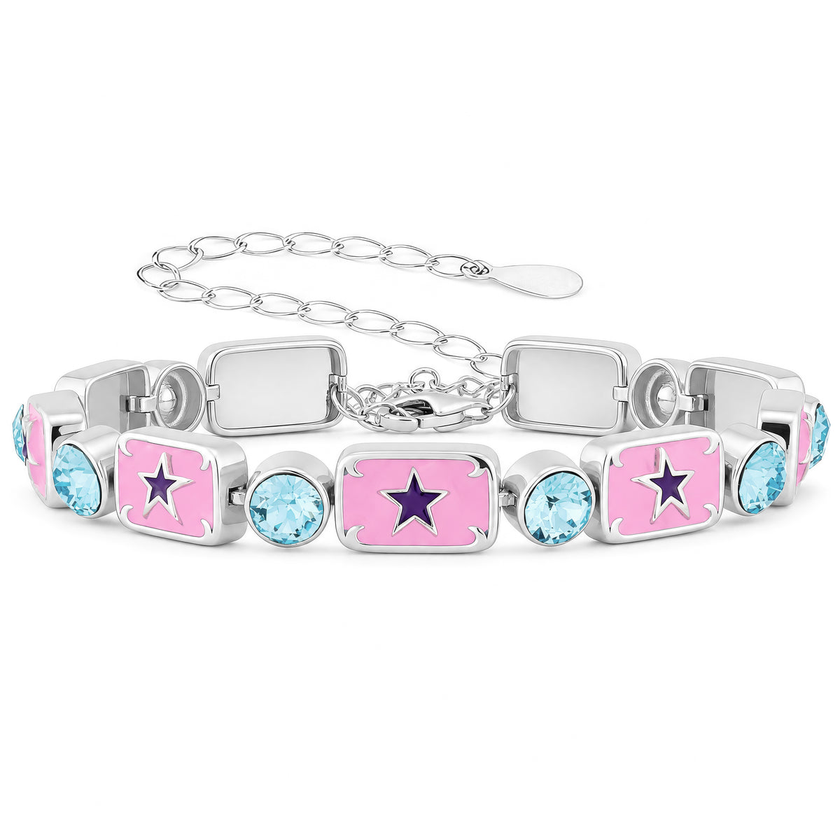 Pink and purple enamel bracelet