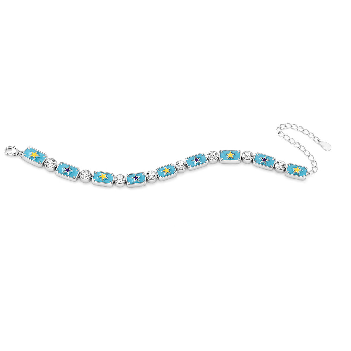 Blue yellow and purple enamel bracelet