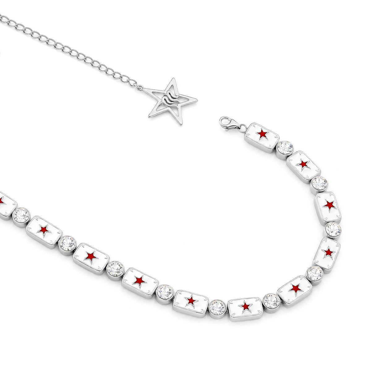 White and red enamel necklace