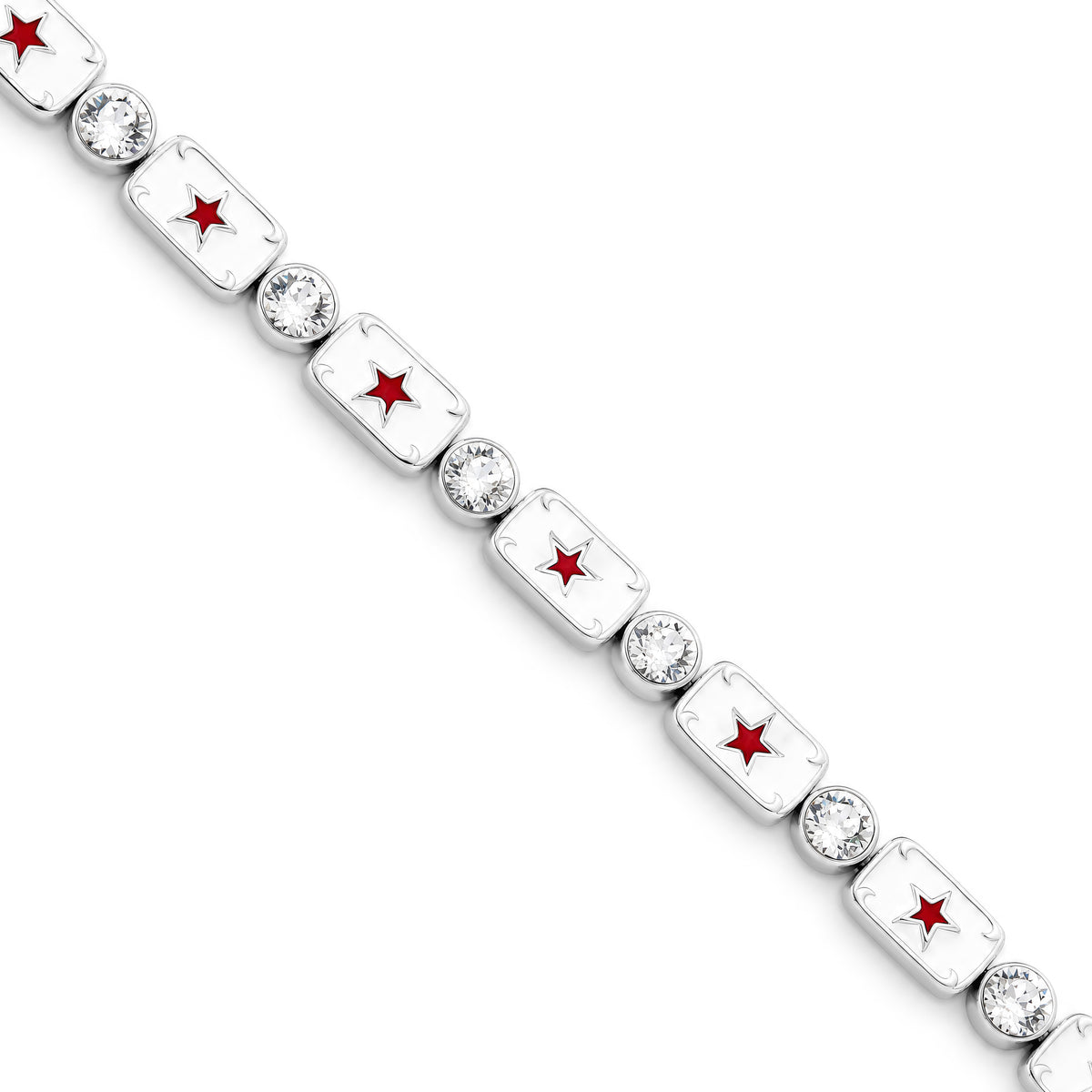 White and red enamel necklace